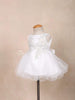 White Net Kids Frock Embellished with Floral Threadwork Embroidery and Stones - Diadem