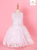 White Ball Gown Adorned in Flower Laces - Diadem