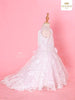 White Ball Gown Adorned in Flower Laces - Diadem