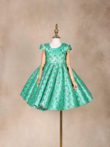 Light Green Satin Gown Embellished with Floral Sequins - Diadem