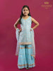 Blue Sharara Suit Embellished in Floral Sequins and Threads with Dupatta - Diadem