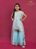 Blue Sharara Suit Embellished in Floral Sequins and Threads with Dupatta - Diadem