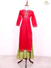 Red Pink with Pista Green Palazzo Salwar Suit Adorned with Thread work - Diadem