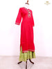 Red Pink with Pista Green Palazzo Salwar Suit Adorned with Thread work - Diadem