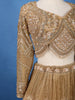 Gold Floral Embroidery Bridal Net Lehenga - Diadem
