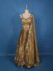 Gold Floral Sequins Embroidered Tissue Silk Lehenga With Dupatta