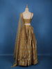 Gold Floral Sequins Embroidered Tissue Silk Lehenga With Dupatta