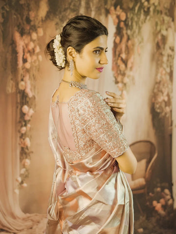 Gold Abstract Design Pure Kanchipuram Silk Bridal Saree - Diadem