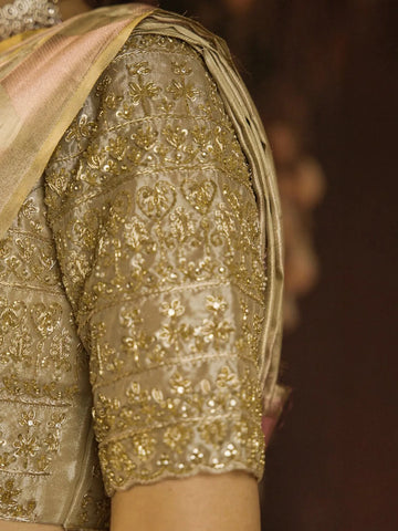 Gold Abstract Design Pure Kanchipuram Silk Bridal Saree - Diadem