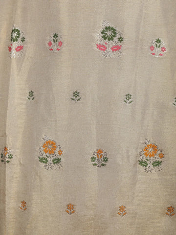 Gold Floral Designed Tissue Silk Salwar Suit - Diadem