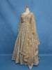 Golden Beige Floral Design Heavy Embroidered Net Lehenga - Diadem