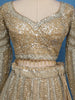 Golden Beige Floral Design Heavy Embroidered Net Lehenga - Diadem