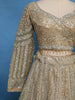 Golden Beige Floral Design Heavy Embroidered Net Lehenga - Diadem