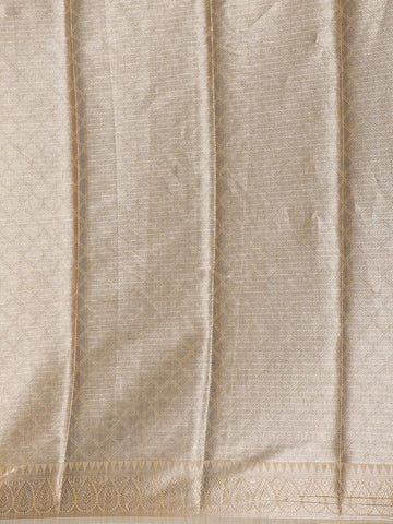 Golden Beige Floral Woven Semi Tissue Saree - Diadem