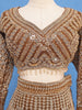 Golden Brown Heavy Embroidered Design Net Lehenga - Diadem