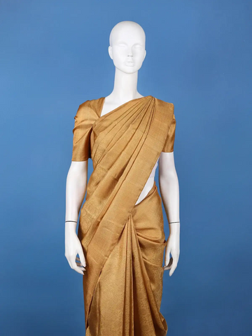 Gold Floral Woven Pure Kanchipuram Silk Saree - Diadem
