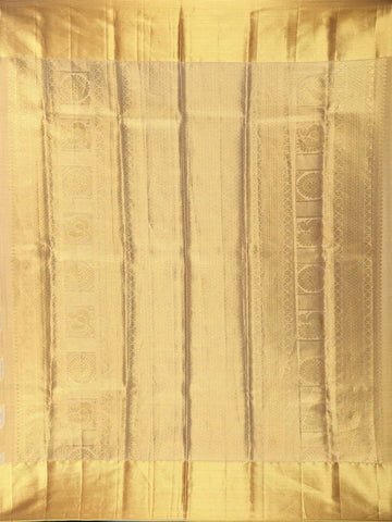 Golden Yellow Geometric Woven Design Pure Kanchipuram Tissue Silk Saree - Diadem