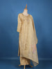 Beige Zari Embroidered Tussar Silk Salwar Suit with Floral Dupatta