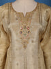 Beige Zari Embroidered Tussar Silk Salwar Suit with Floral Dupatta