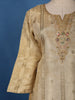 Beige Zari Embroidered Tussar Silk Salwar Suit with Floral Dupatta
