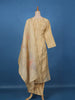 Beige Zari Embroidered Tussar Silk Salwar Suit with Floral Dupatta