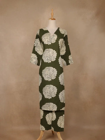 Green Design Printed Satin Salwar Suit - Diadem