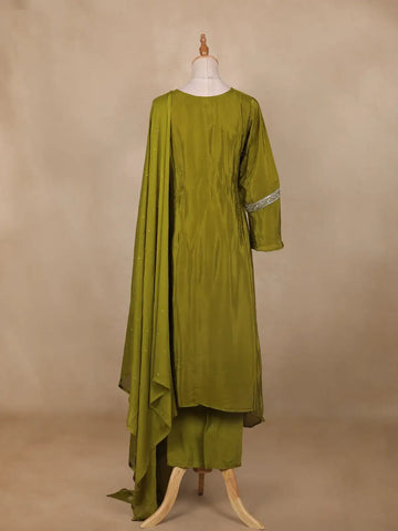 Green Floral Designed Tissue Organza Salwar Suit - Diadem