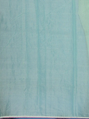 Green Floral Embroidered Kota Cotton Saree - Diadem