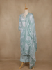 Light Green Floral Printed Cotton Salwar Suit With Dupatta - Diadem
