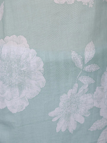 Light Green Floral Printed Cotton Salwar Suit With Dupatta - Diadem