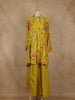 Green Floral Printed Crepe Silk Palazzo Suit with Jacket