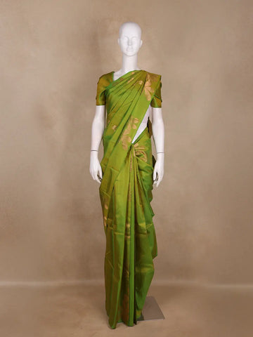 Green Floral Woven Design Pure Kanchipuram Silk Saree - Diadem