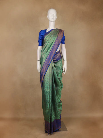 Green Floral Woven Design Pure Kanchipuram Silk Saree - Diadem
