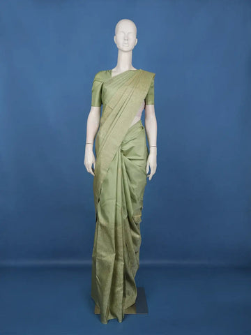Green Floral Woven Pure Kanchipuram Silk Saree – Traditional Bridal & Festive Wear - Diadem