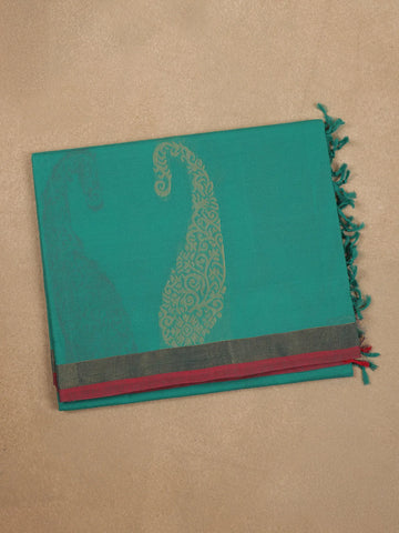 Green Paisley Designed Cotton Saree - Diadem