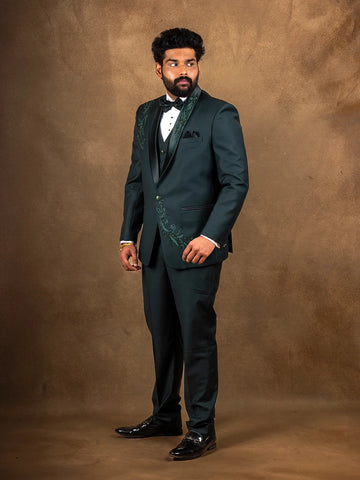 Green 3-Piece Suit with Matching Blazer Coat and Bow - Diadem