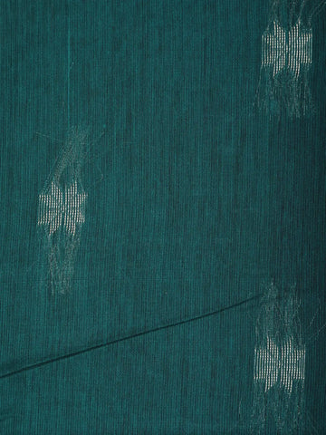 Green Floral Butta Fancy Cotton Saree - Diadem