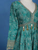 Green Floral Design Bead And Printed Work Georgette Gown - Diadem