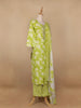 Green Floral Designed Cotton Salwar Suit - Diadem