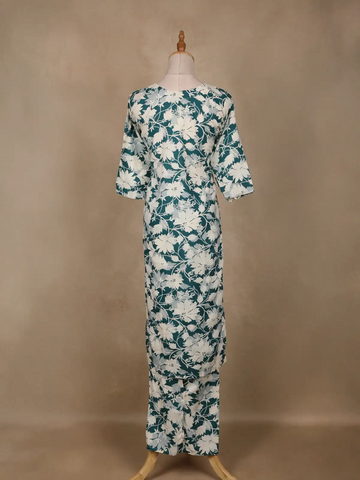 Green Floral Designed Cotton Salwar Suit - Diadem