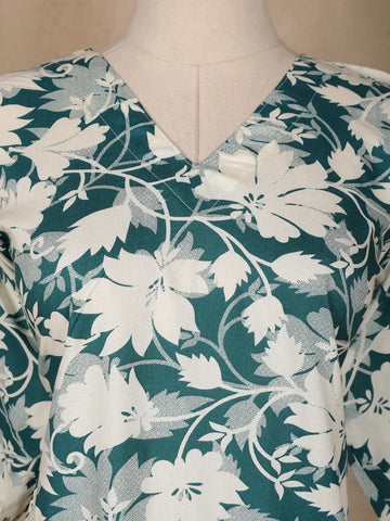 Green Floral Designed Cotton Salwar Suit - Diadem