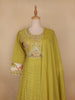 Green Floral Designed Cotton Salwar Suit - Diadem