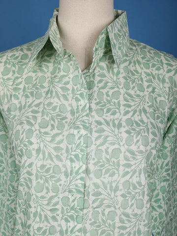 Green Floral Designed Cotton Salwar Suit - Diadem