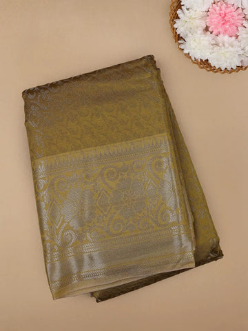 Green Floral Designed Fancy Art Silk Saree - Diadem
