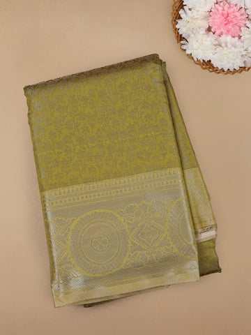 Green Floral Designed Fancy Art Silk Saree - Diadem