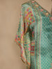 Green Floral Designed Semi Silk Kaftan Suit - Diadem