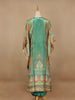 Green Floral Designed Semi Silk Kaftan Suit - Diadem
