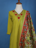 Green Floral Designed Semi Silk Salwar Suit - Diadem