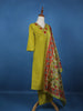 Green Floral Designed Semi Silk Salwar Suit - Diadem