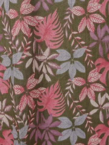 Green Floral Designed Cotton Salwar Suit - Diadem